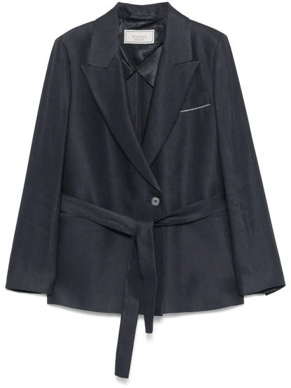 Gabardine Belted Blazer