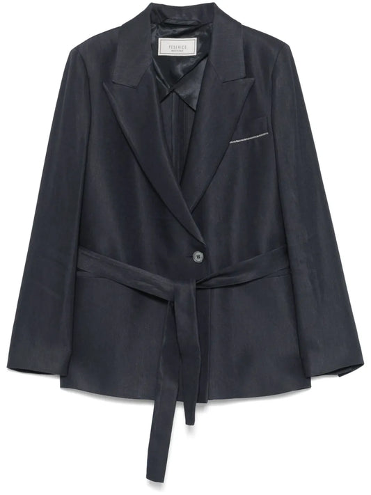 Gabardine Belted Blazer