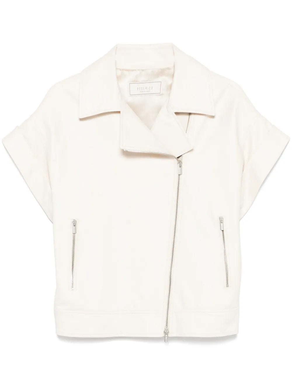 Leather Short-Sleeve Biker Jacket