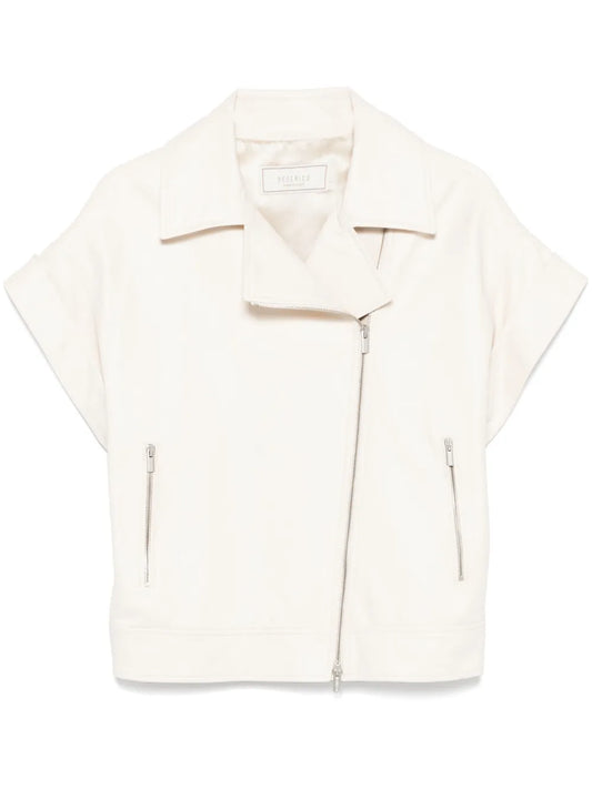 Leather Short-Sleeve Biker Jacket