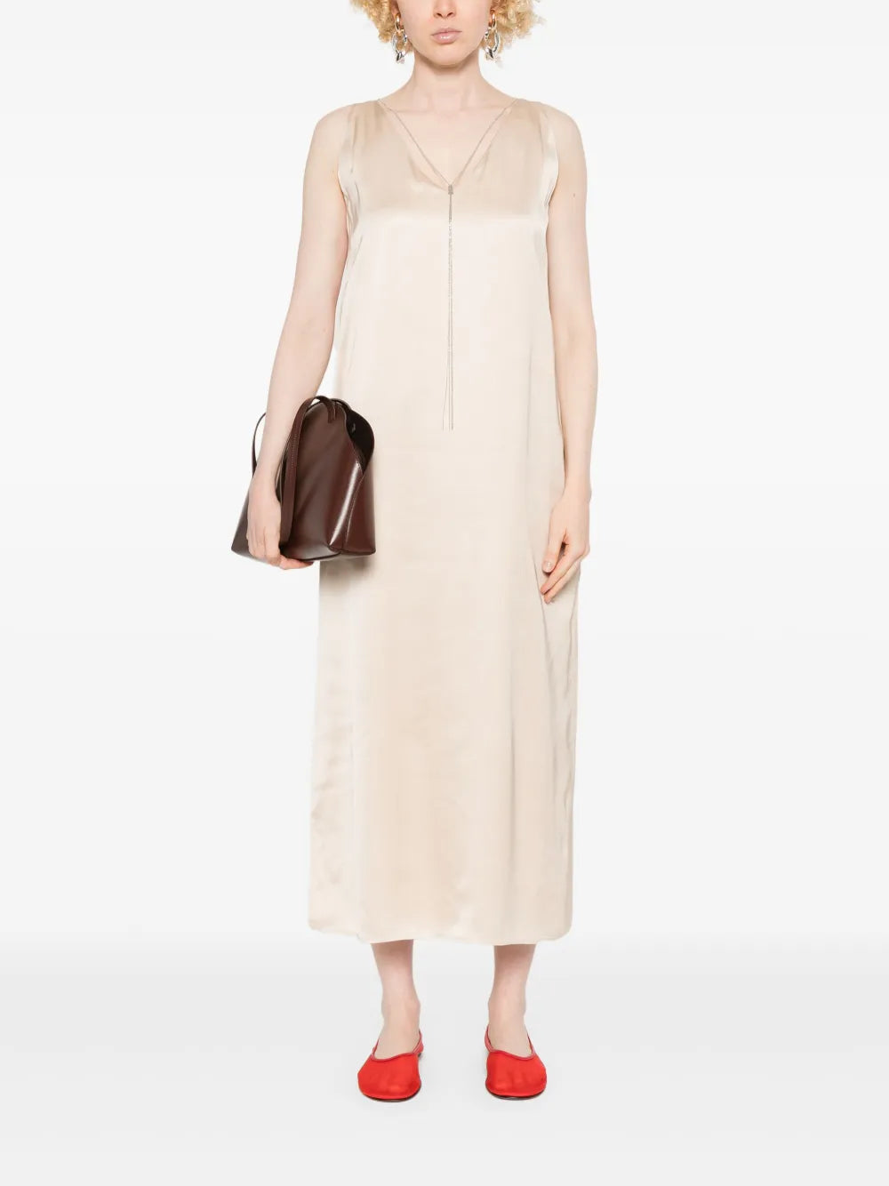 Monili-Chain Detailed Midi Dress