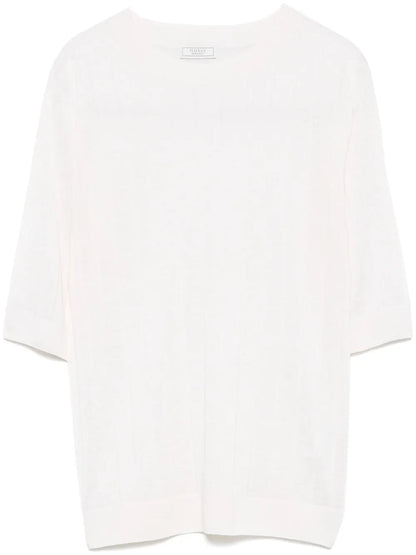 Striped Fine-Knit T-Shirt