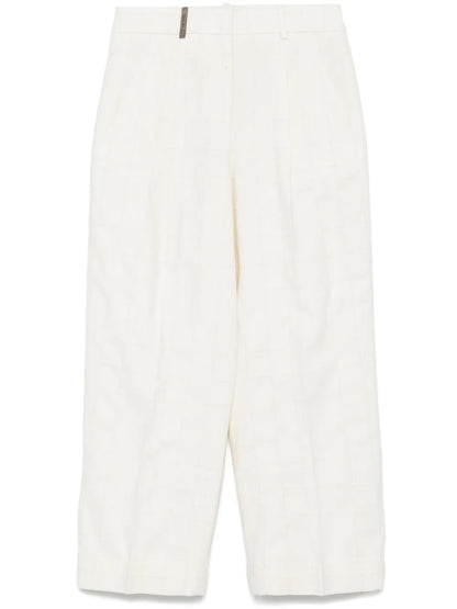 Bouclé-Pattern Trousers