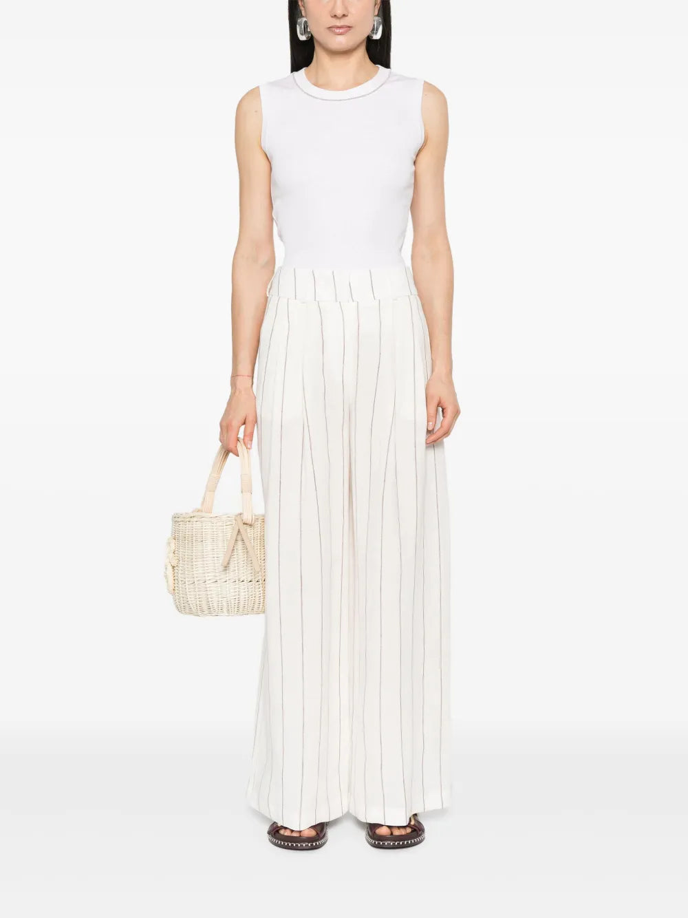Pinstriped Linen Palazzo Pants