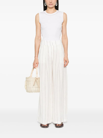 Pinstriped Linen Palazzo Pants