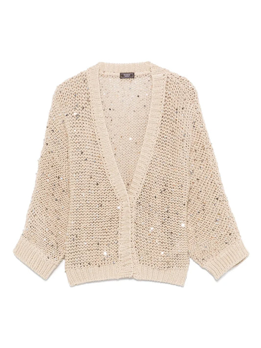 Sequin-Embellished Cotton Cardigan