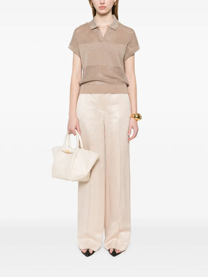 Lurex-Embellished Polo Top