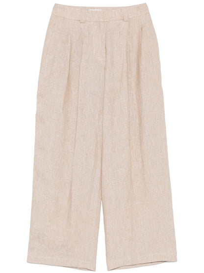 Mélange-Effect Linen Trousers