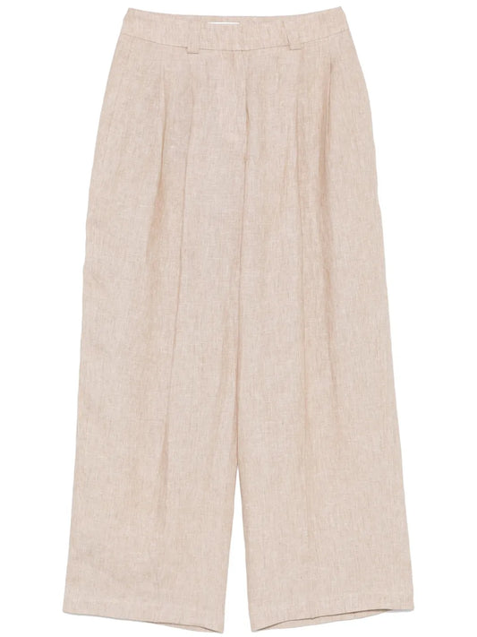 Mélange-Effect Linen Trousers