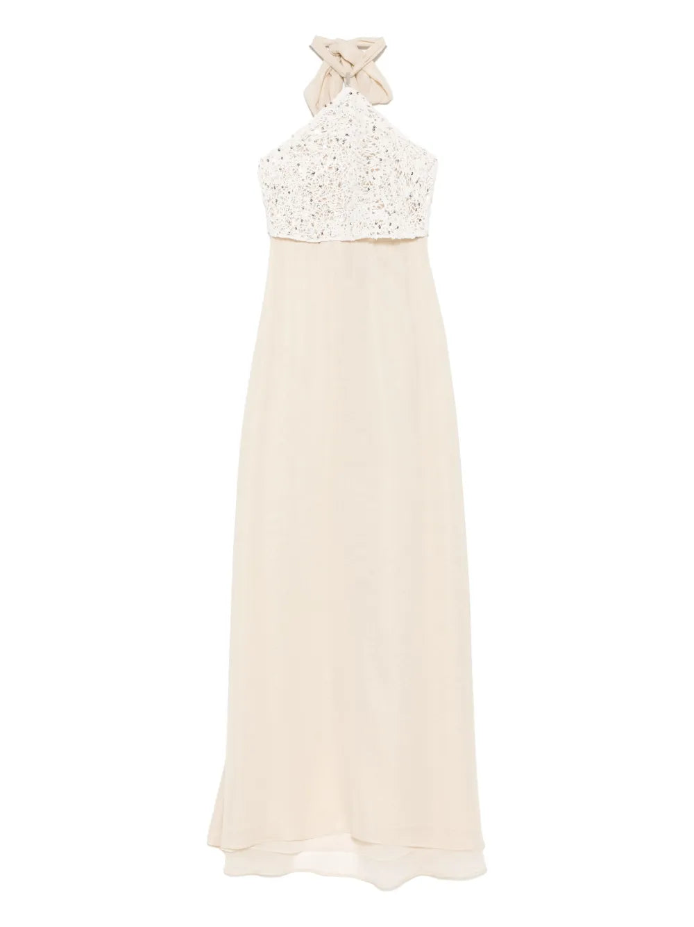 Contrast-Panel Maxi Dress