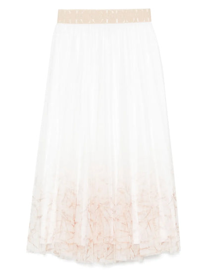 Pleated Voile Midi Skirt