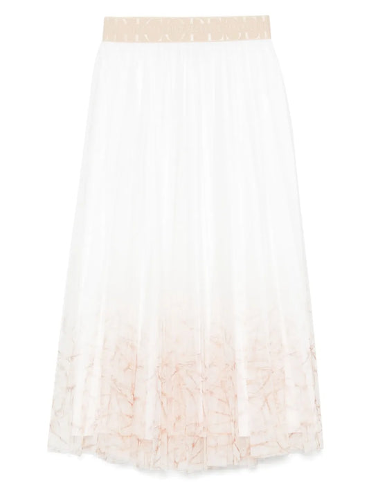 Pleated Voile Midi Skirt