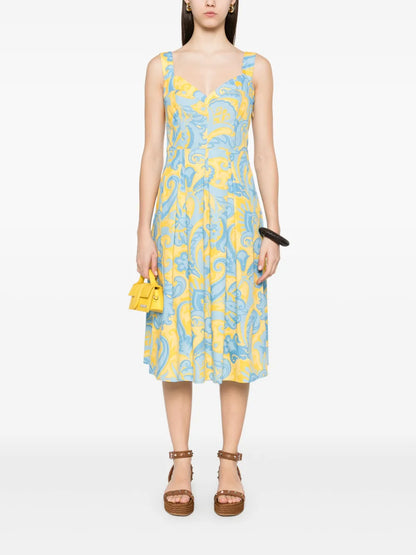 Printed Cotton Midi Dress