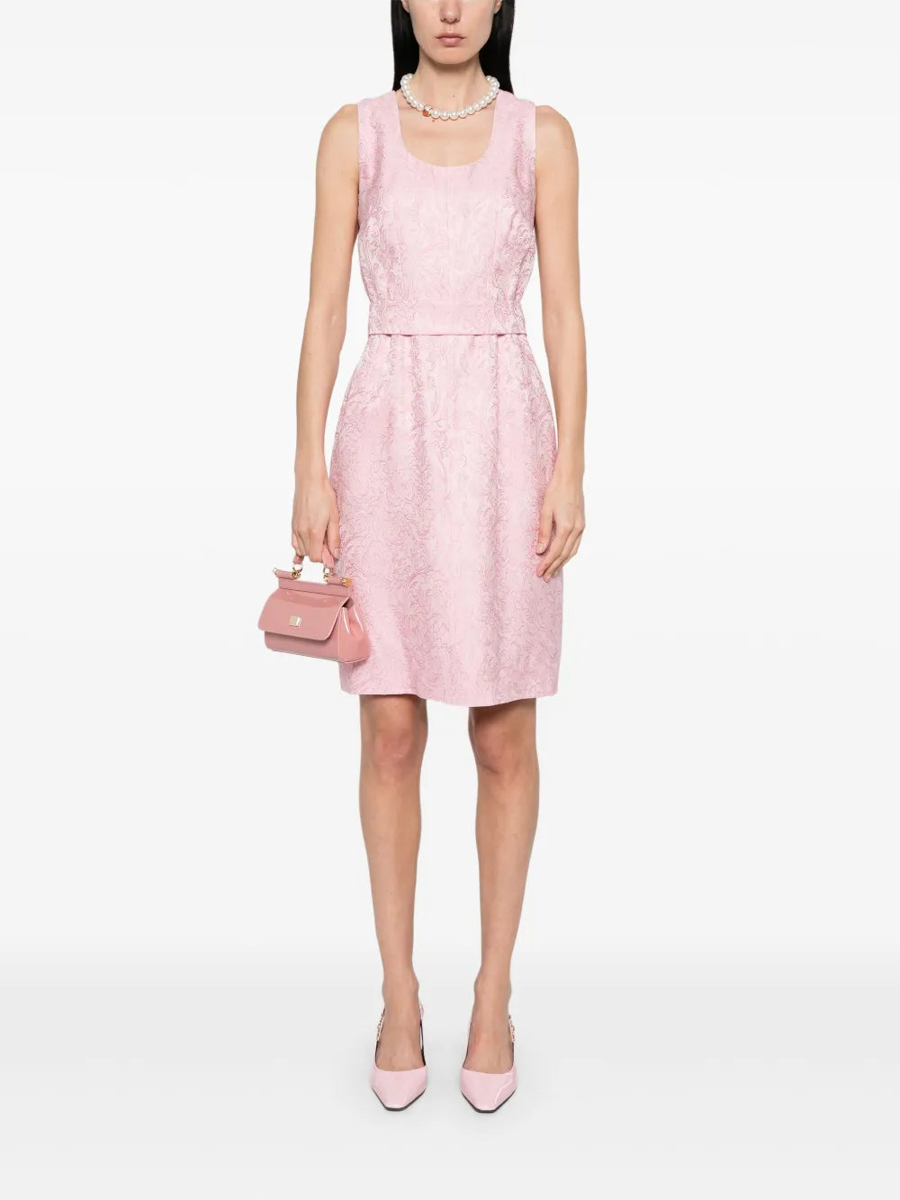 Paisley-Embroidery Midi Dress