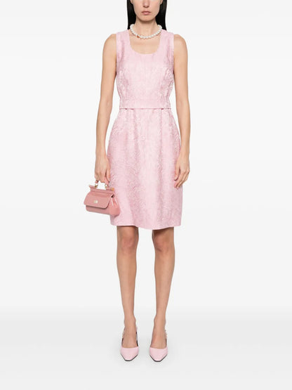 Paisley-Embroidery Midi Dress