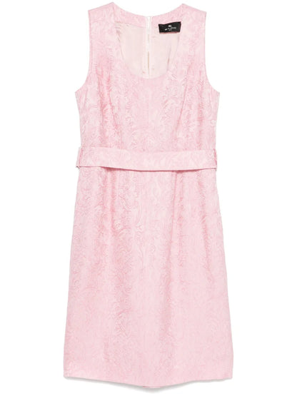 Paisley-Embroidery Midi Dress