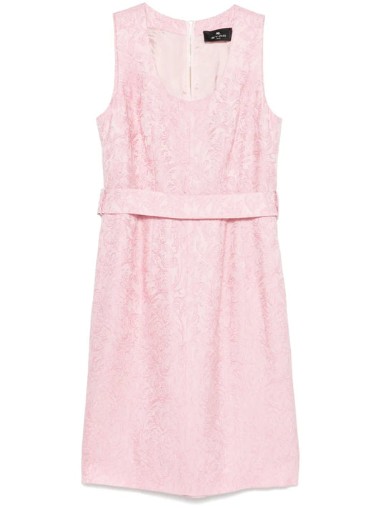 Paisley-Embroidery Midi Dress