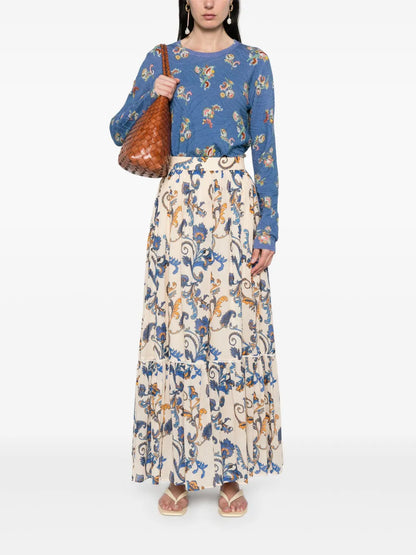 Paisley-Print Maxi Skirt