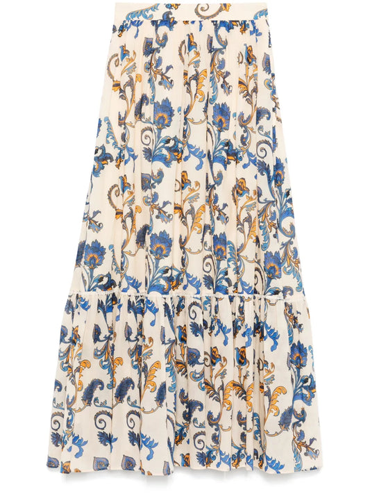 Paisley-Print Maxi Skirt