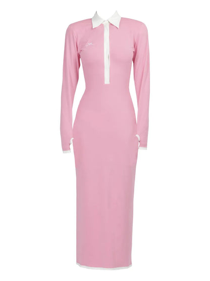 Long-Sleeves Jersey Midi Dress
