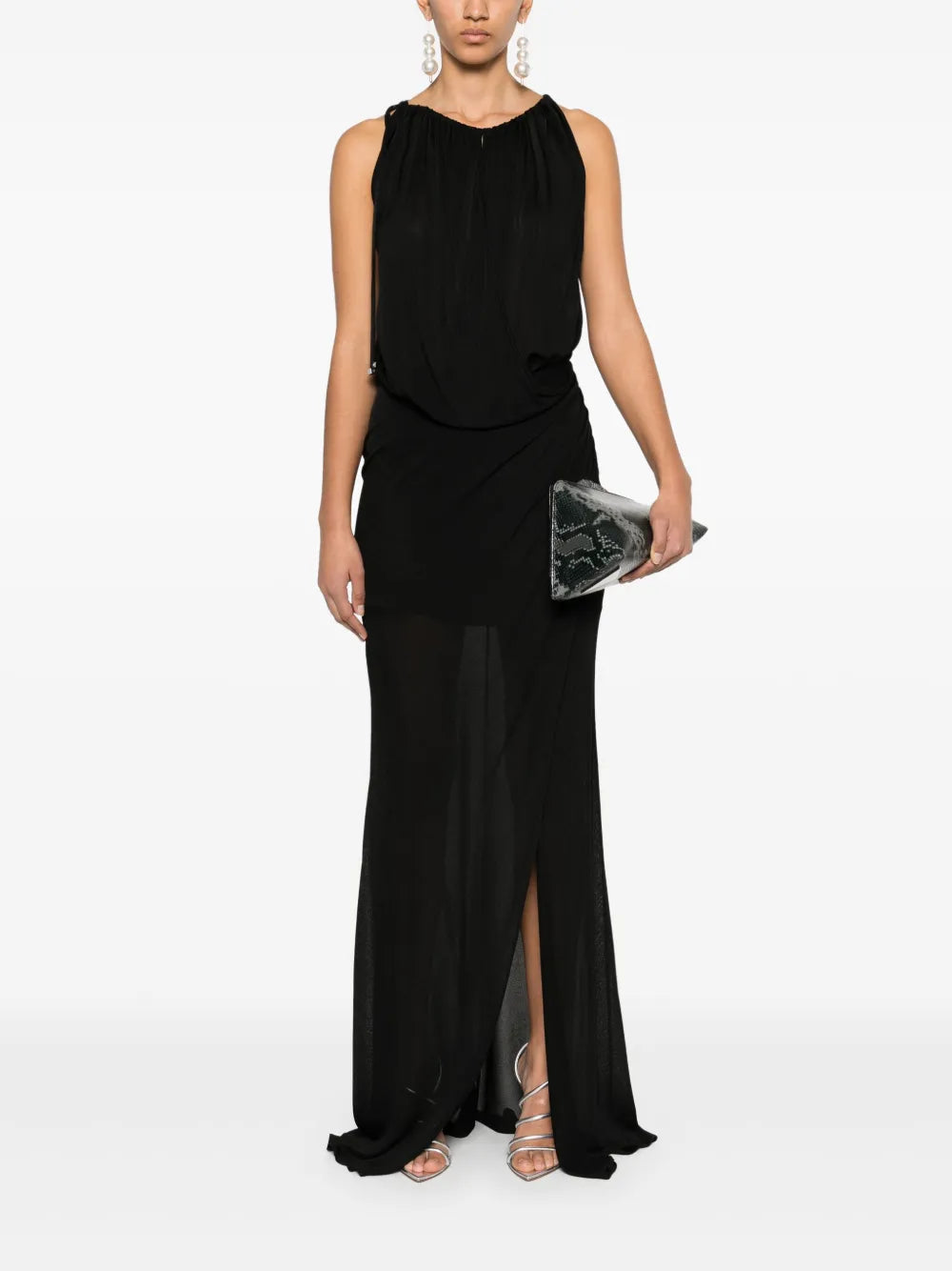 Draped-Detail Maxi Dress