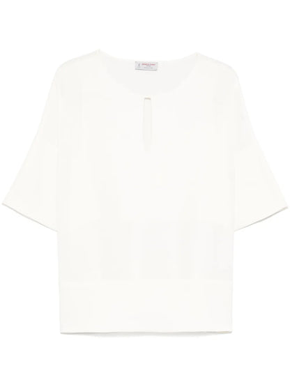 Keyhole-Neck Blouse