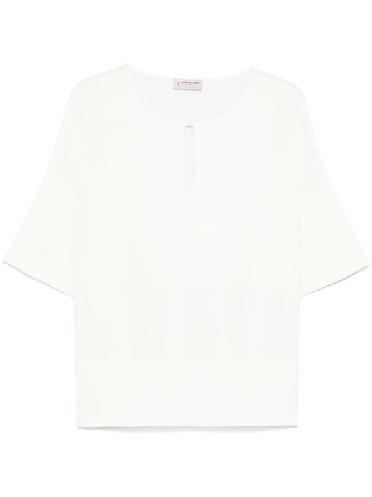 Keyhole-Neck Blouse
