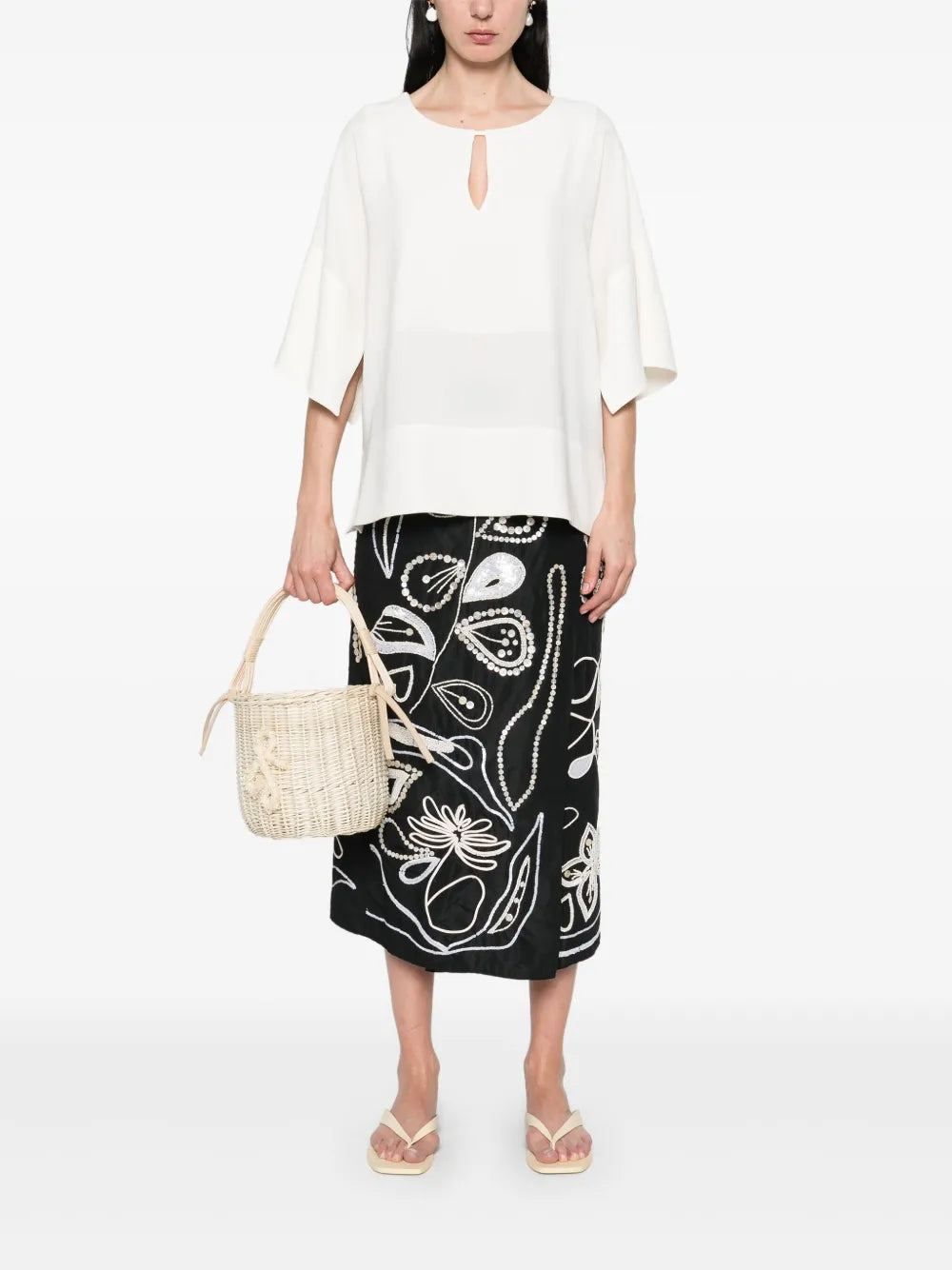 Keyhole-Neck Blouse