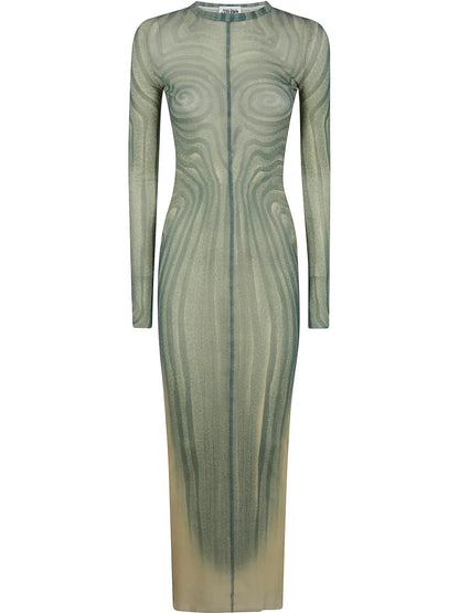 Spiral-Print Maxi Dress