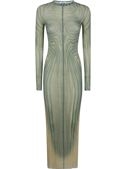 Spiral-Print Maxi Dress