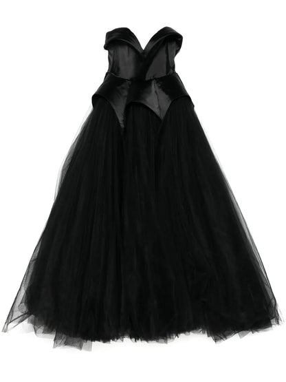 Sweetheart-Neck Tulle Gown