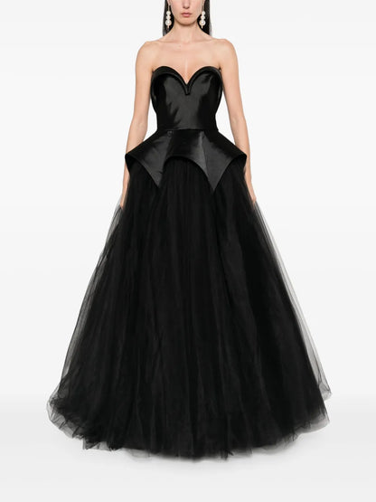 Sweetheart-Neck Tulle Gown
