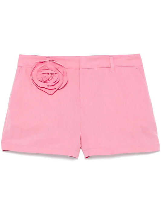 Rose-Appliqué Gabardine Shorts