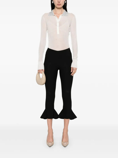 Ribbed-Knit Polo Top