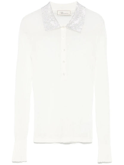 Ribbed-Knit Polo Top