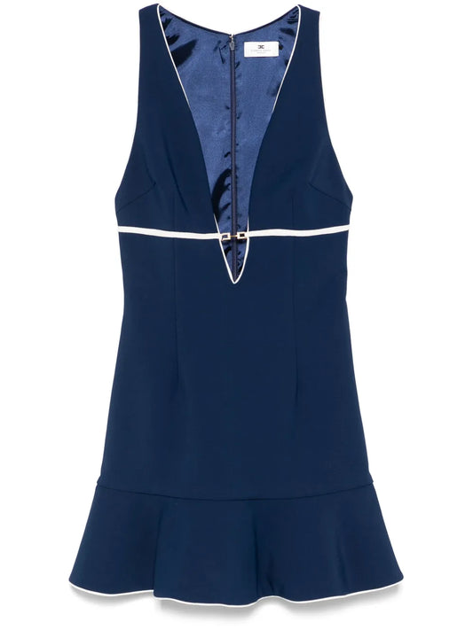 Horsebit-Detail Crepe Mini Dress
