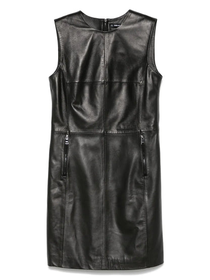 Leather Shift Mini Dress