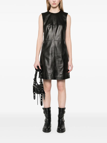 Leather Shift Mini Dress