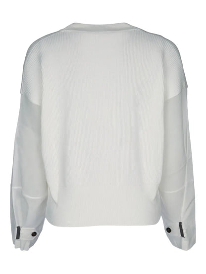 V-Neck Contrast-Panel Sweater