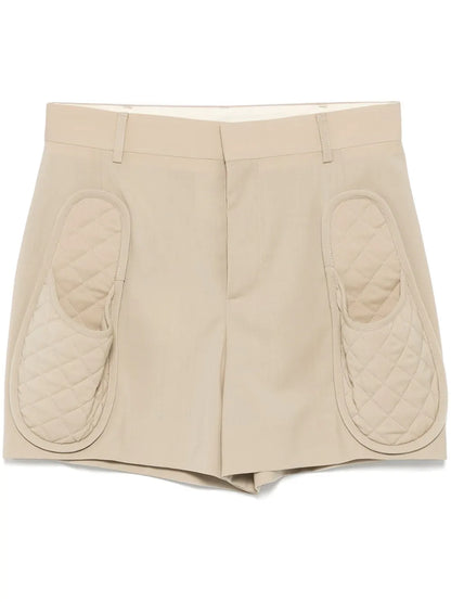 Wool Quilted-Pocket Shorts