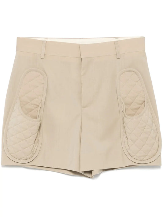 Wool Quilted-Pocket Shorts