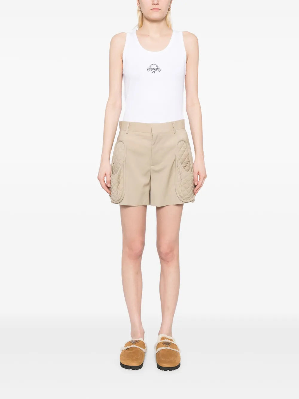 Wool Quilted-Pocket Shorts