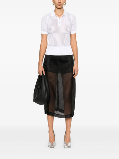 Ribbed-Knit Polo Top