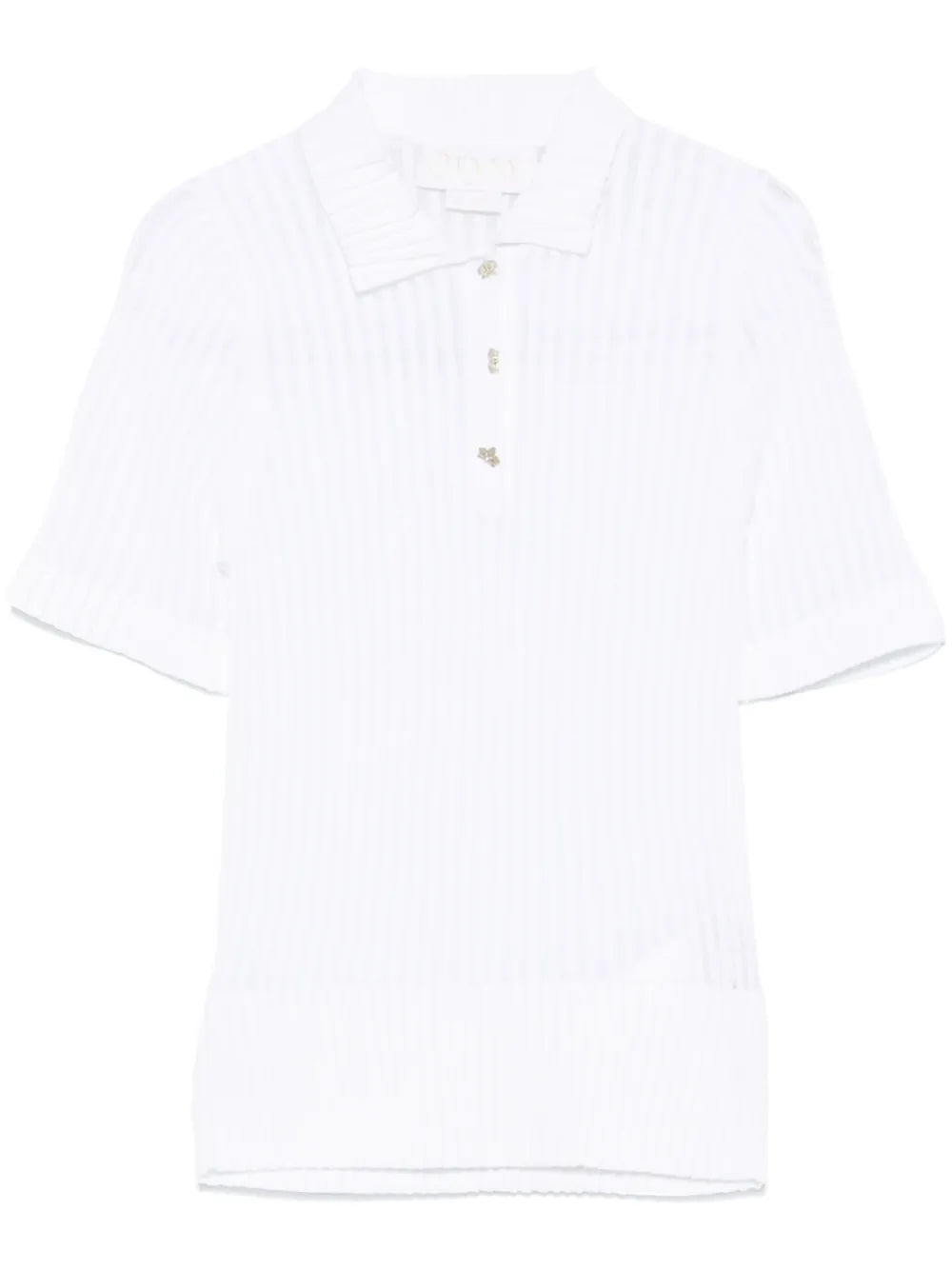 Ribbed-Knit Polo Top