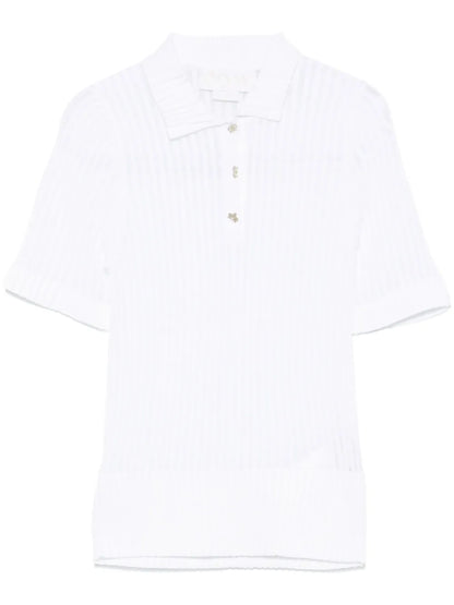 Ribbed-Knit Polo Top
