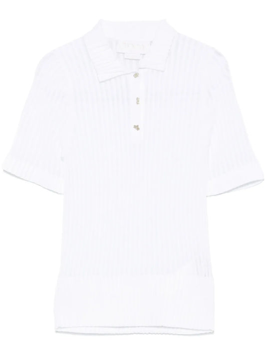 Ribbed-Knit Polo Top