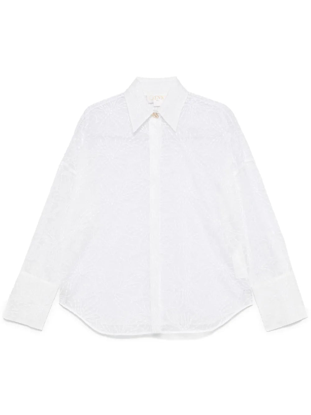 Floral-Embroidered Organza Shirt