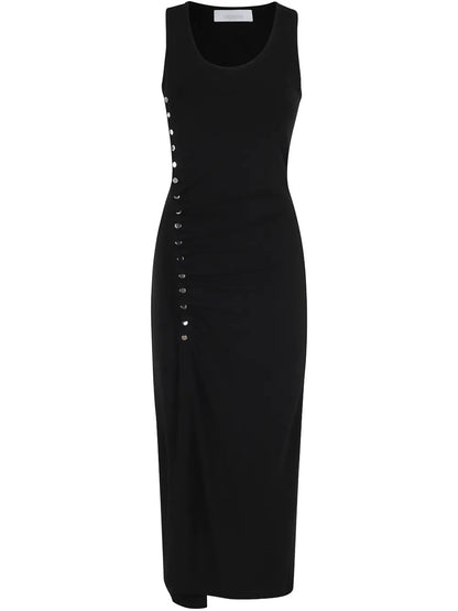 Stud-Detail Midi Dress