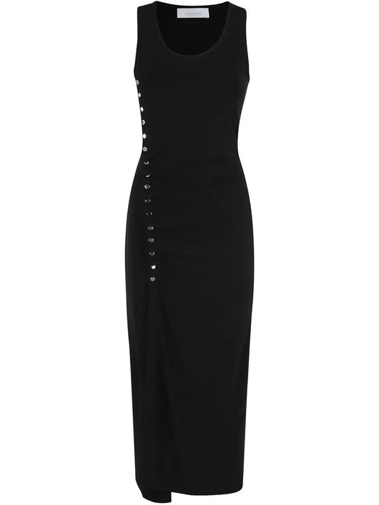 Stud-Detail Midi Dress