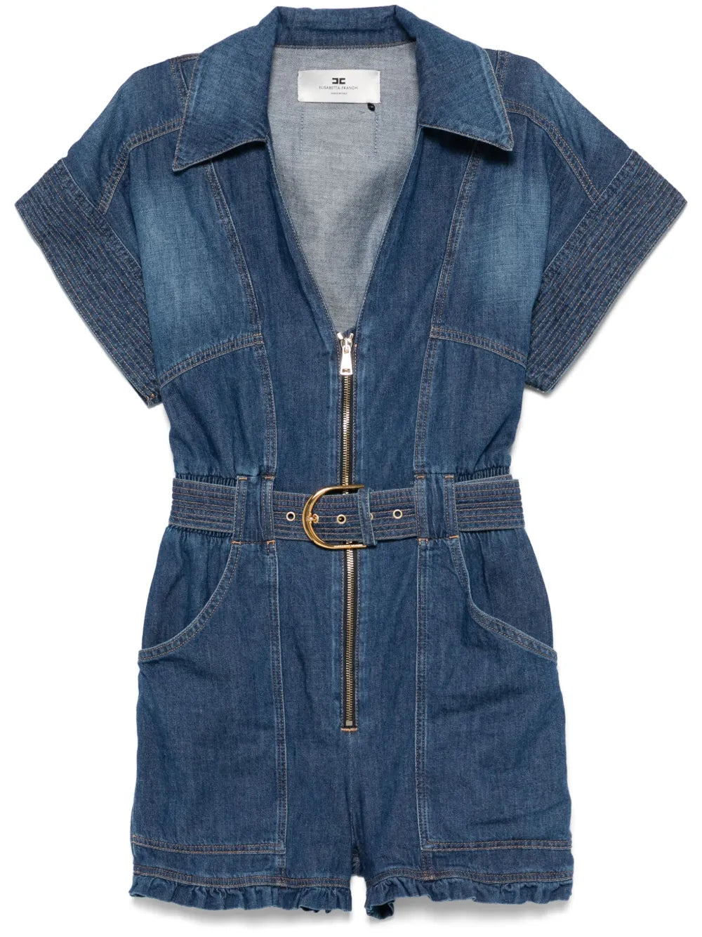Belted Denim Romper